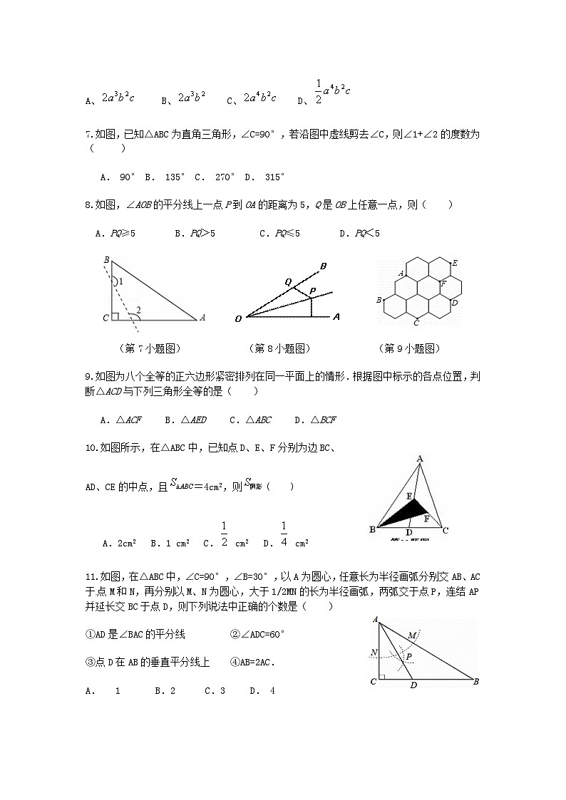 河北省保定地区2023—2024学年上学期八年级期末考试数学试卷第2页