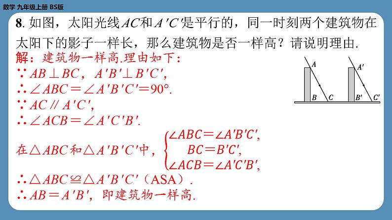 2024-2025学年度北师版九上数学5.1投　影（第二课时）【课外培优课件】08