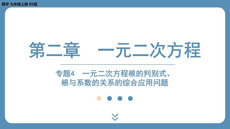 2024-2025学年度北师版九上数学-专题4-一元二次方程根的判别式、根与系数的关系的综合应用问题【课外培优课件】第1页