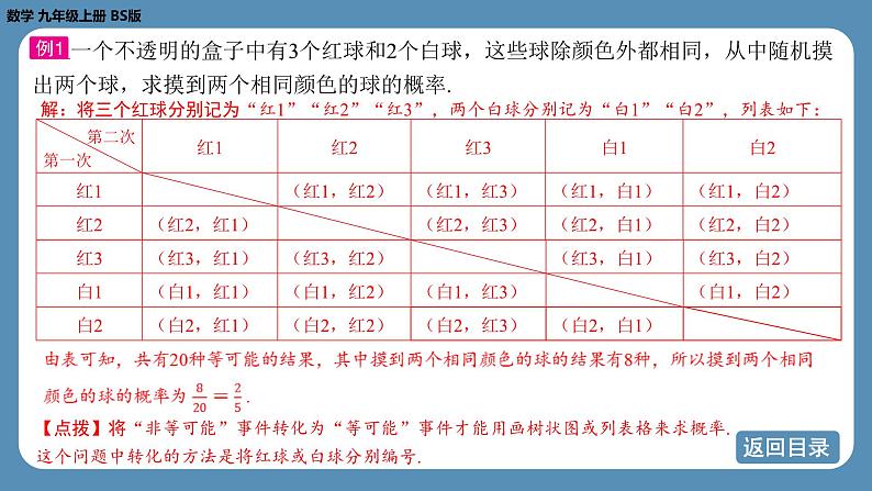 2024-2025学年度北师版九上数学3.1用树状图或表格求概率（第三课时）【课件】第6页