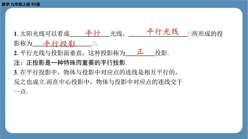 2024-2025学年度北师版九上数学5.1 投　影（第二课时）【课件】第4页