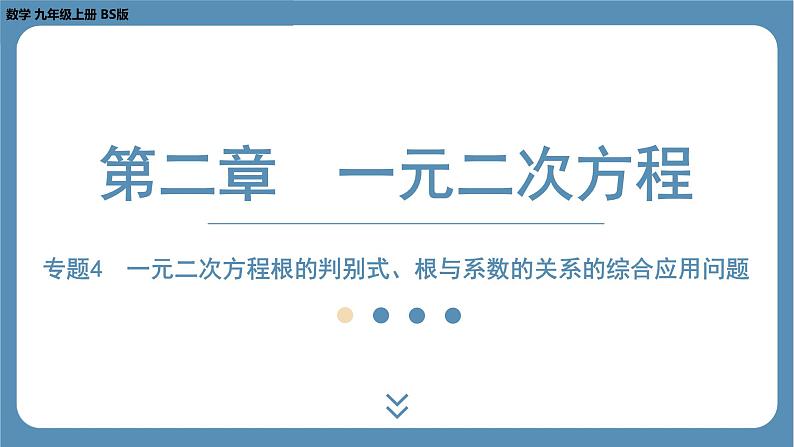 2024-2025学年度北师版九上数学-专题4-一元二次方程根的判别式、根与系数的关系的综合应用问题【课件】第1页