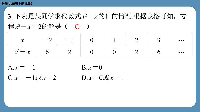 北师版九上数学2.1认识一元二次方程（第二课时）（课外培优课件）第3页