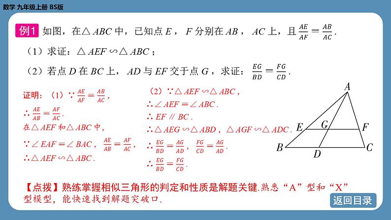 2024-2025学年度北师版九上数学-专题6-相似三角形的基本模型【课件】第7页