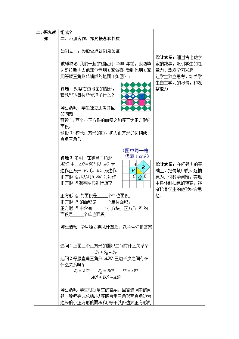 人教版八年级数学下17.1 第1课时 勾股定理  --教案含核心素养02