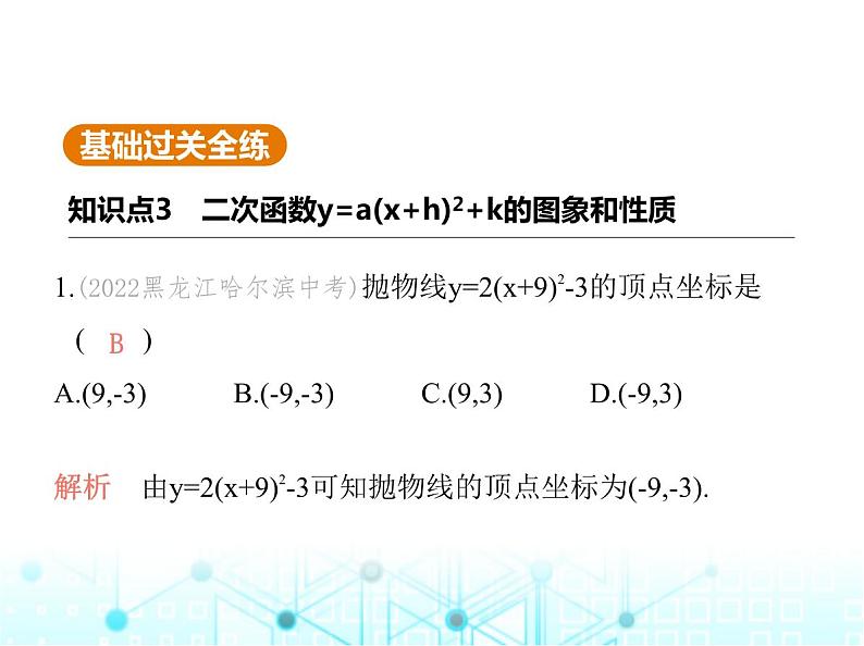 沪科版初中九年级数学上册21-2二次函数的图象和性质第三课时二次函数y-a(x+h)2+k的图象和性质课件第2页