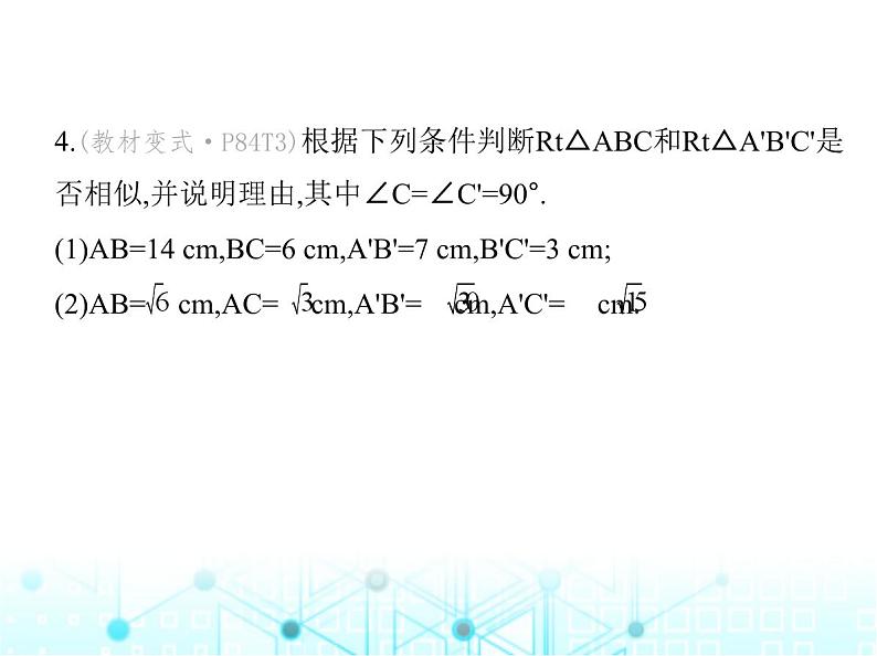 沪科版初中九年级数学上册22-2相似三角形的判定第五课时直角三角形相似的判定基础过关练课件05