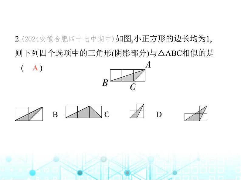 沪科版初中九年级数学上册22-2相似三角形的判定第四课时相似三角形的判定定理3基础过关练课件03