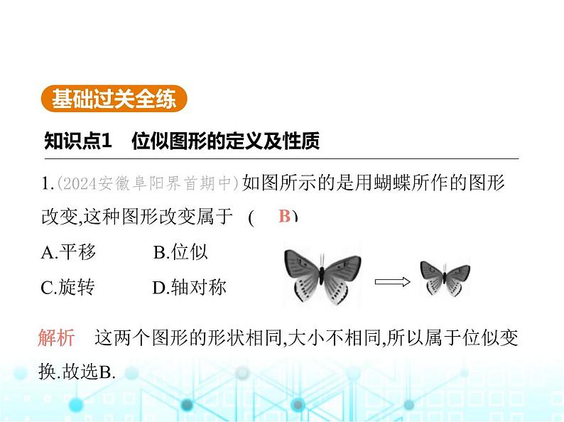 沪科版初中九年级数学上册22-4图形的位似变换第一课时位似图形及其性质基础过关练课件02