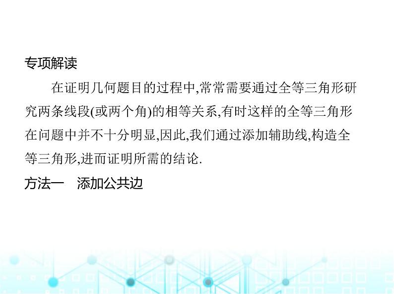 华东师大版初中八年级数学上册专项素养综合练(七)添加辅助线构造全等三角形的六大技巧课件02