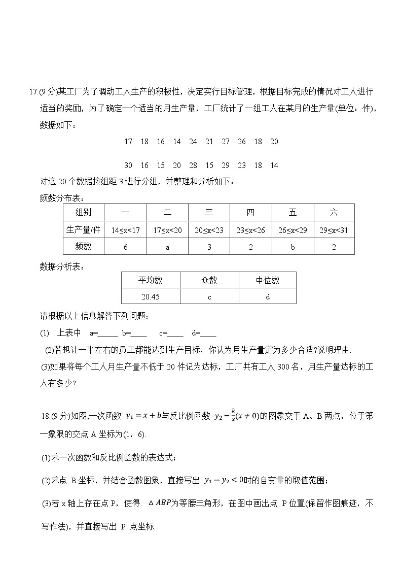 河南省周口市沈丘县三校联考2024届九年级下学期中考二模数学试卷(答案不全)03