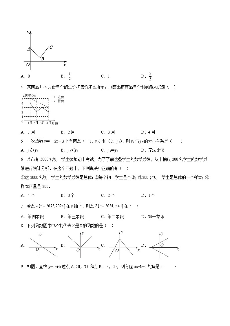 河北省张家口市宣化区2023-2024学年八年级下学期期中考试数学试卷(含解析)02