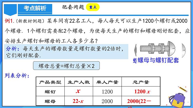 人教版七年级数学上册  5.3.1 实际问题（ 配套问题和工程问题）  PPT+导学案+教学设计+分层练习06