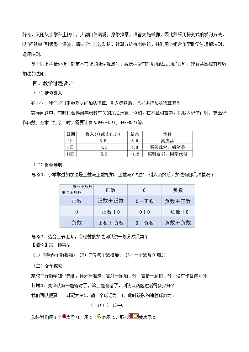人教版七年级数学上册  2.1.1.1 有理数的加法  PPT+导学案+教学设计+分层练习02