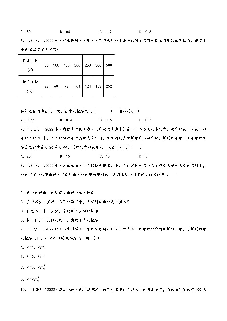 苏科版八年级数学下册精品特训专题8.2认识概率章末题型过关卷(原卷版+解析)02