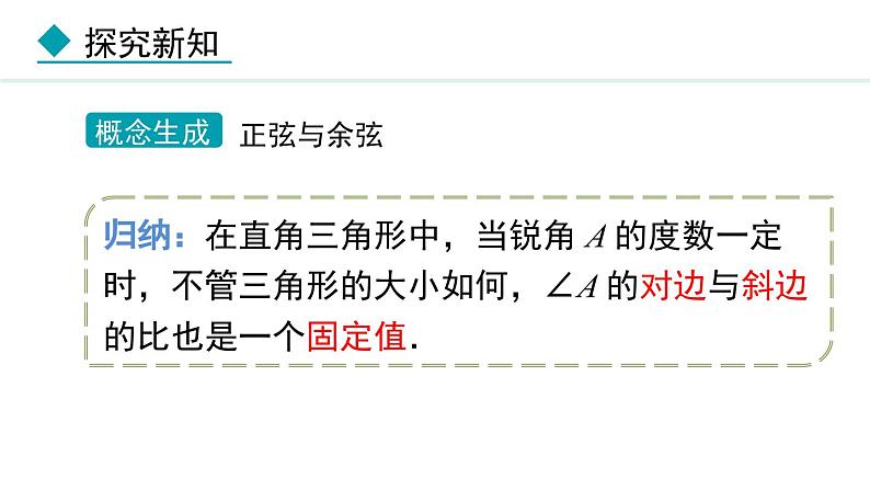 26.1.2 正弦、余弦(课件) 2024—2025学年冀教版数学九年级上册07