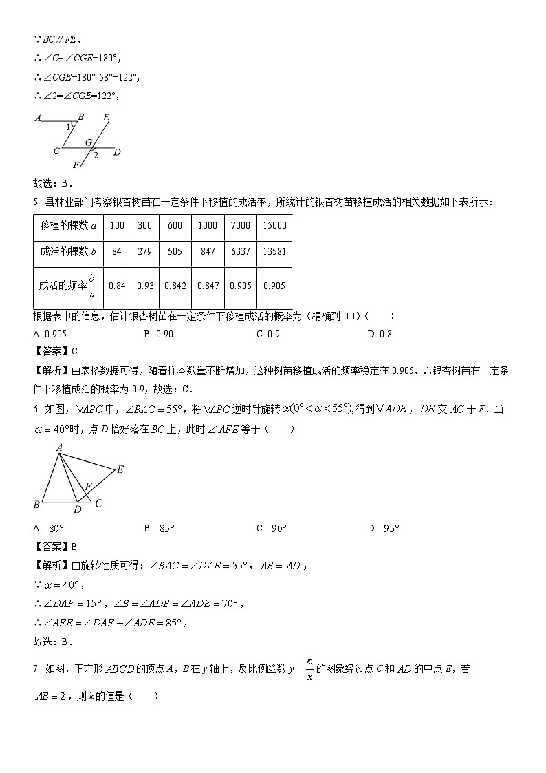 [数学][二模]内蒙古自治区呼和浩特市回民区2024年中考二模试题(解析版)02