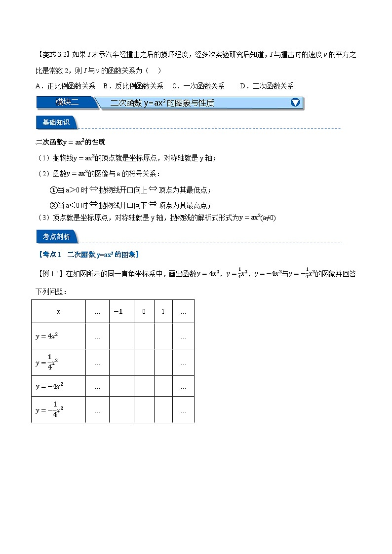 第06讲 二次函数的相关概念及y=ax²的图象与性质2024年新九年级暑假数学衔接试题（人教版）03