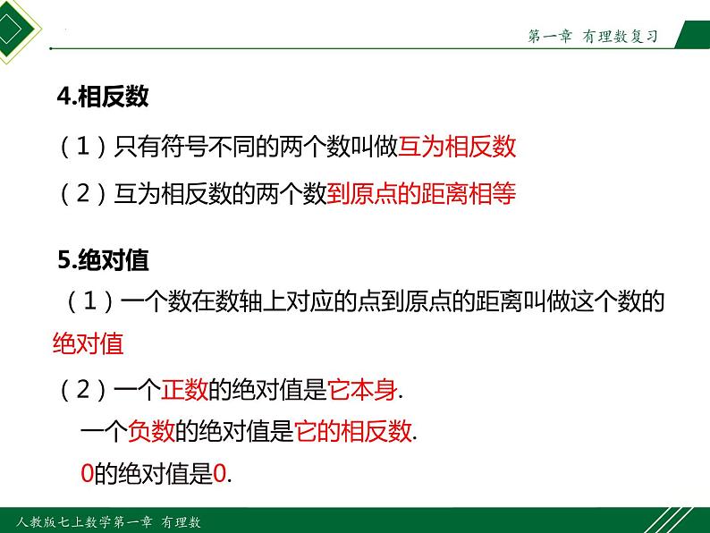 人教版七年级数学上册同步教材第一章 有理数复习(第一课时 知识结构)（课件）第6页