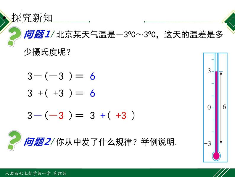 人教版七年级数学上册同步教材1.3.2 第1课时 有理数的减法法则（课件）第7页