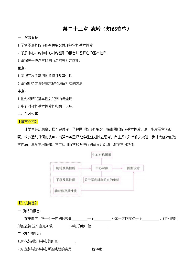 第二十三章 旋转（知识清单）原卷版+解析版01