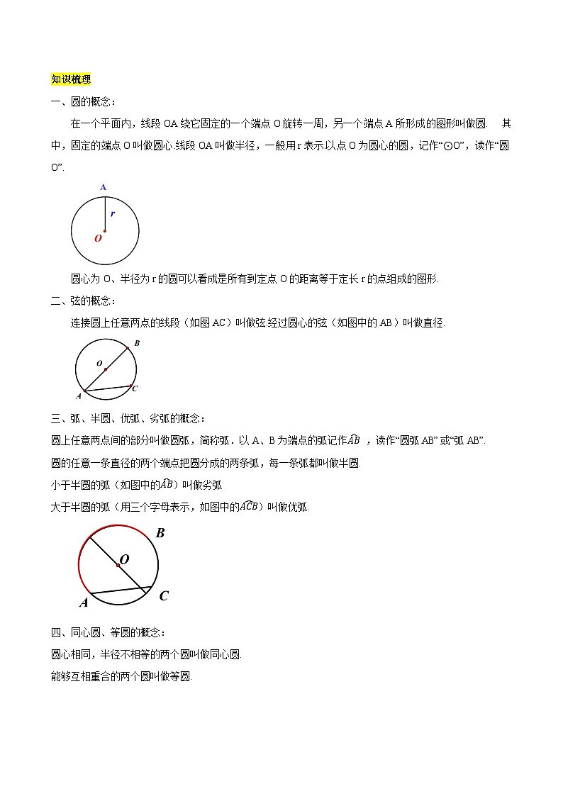 第二十四章 圆（知识清单）原卷版+解析版02