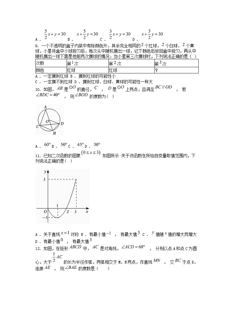 [数学][二模]贵州省黔东南州从江县宰便中学2024年中考二模数学试卷第2页