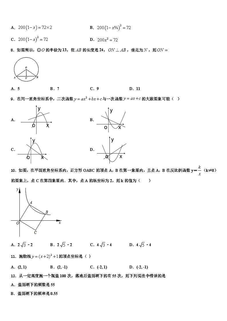 重庆市江北区2022年九年级数学第一学期期末预测试题含解析02