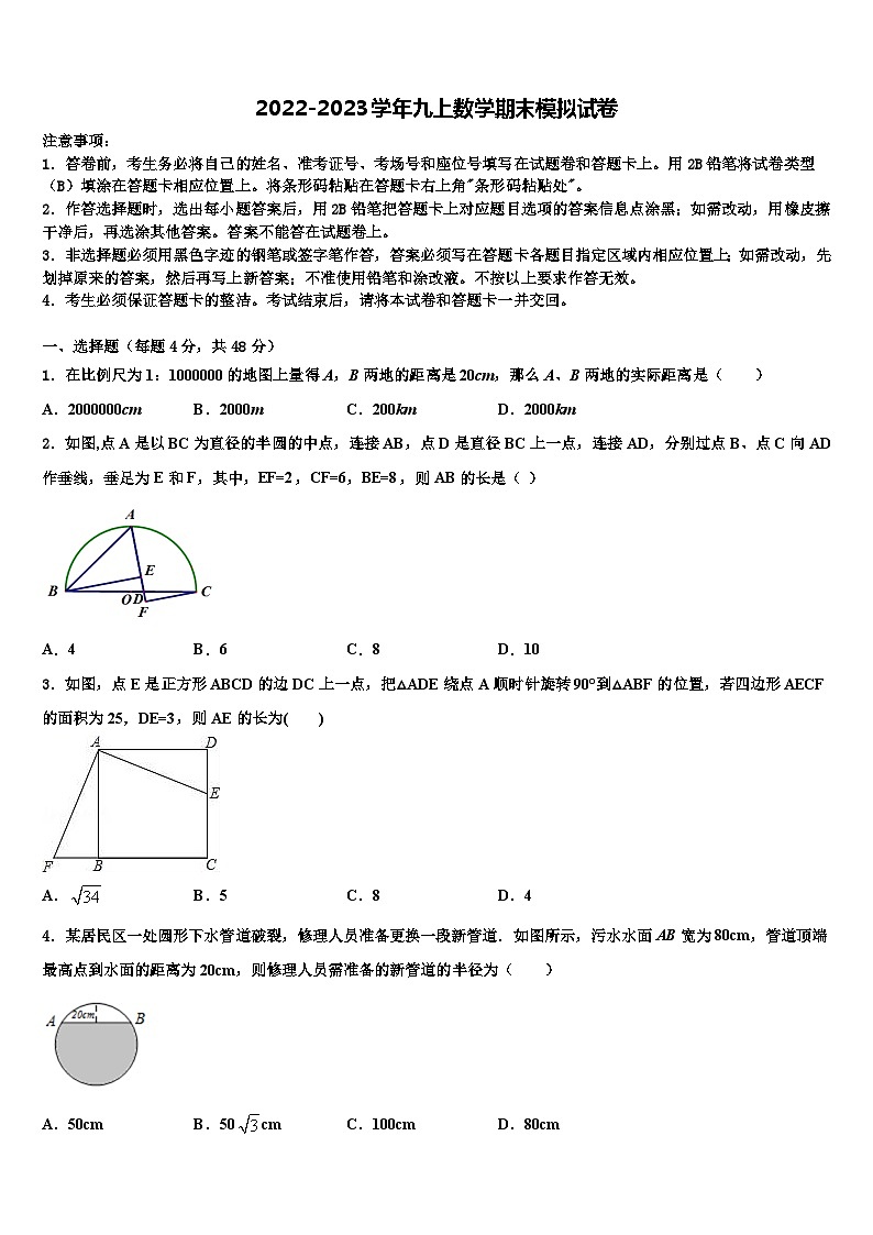 浙江省衢州市常山县2022-2023学年九年级数学第一学期期末学业水平测试模拟试题含解析01