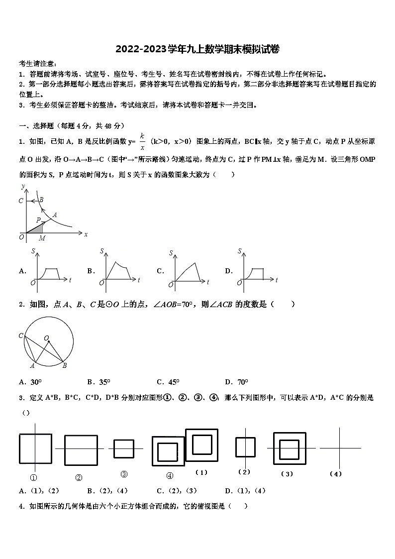 浙江省绍兴市越城区袍江中学2022年九年级数学第一学期期末检测模拟试题含解析第1页