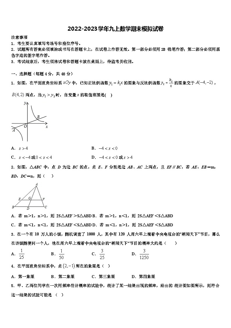 浙江省台州市路桥区2022-2023学年数学九年级第一学期期末质量检测试题含解析01