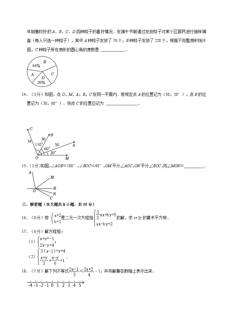 新疆维吾尔自治区乌鲁木齐市沙依巴克区2023-2024学年七年级下学期7月期末数学试题03