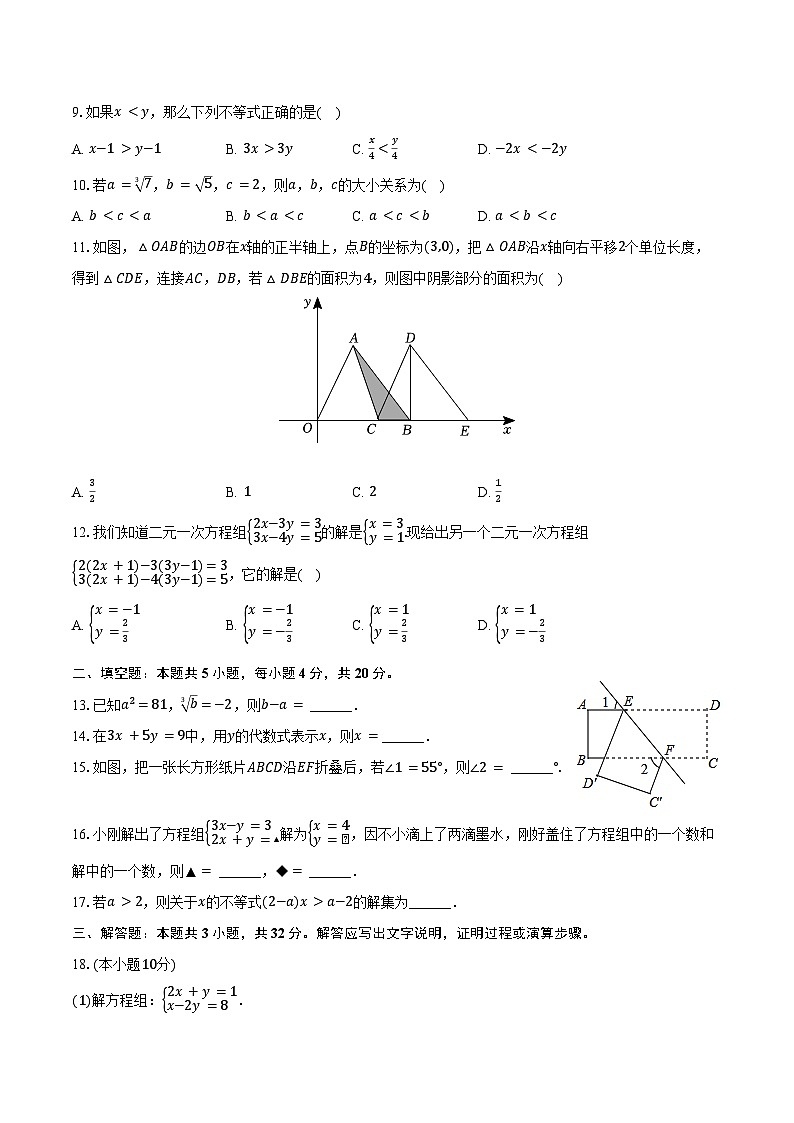 2023-2024学年山东省德州市庆云县云天实验学校七年级（下）月考数学试卷（含答案）第2页