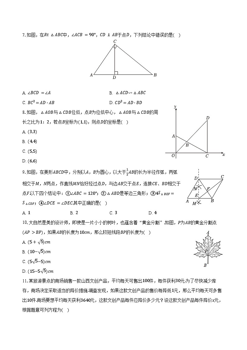 2023-2024学年山东省泰安市岱岳区八年级（下）期末数学试卷（含答案）第2页