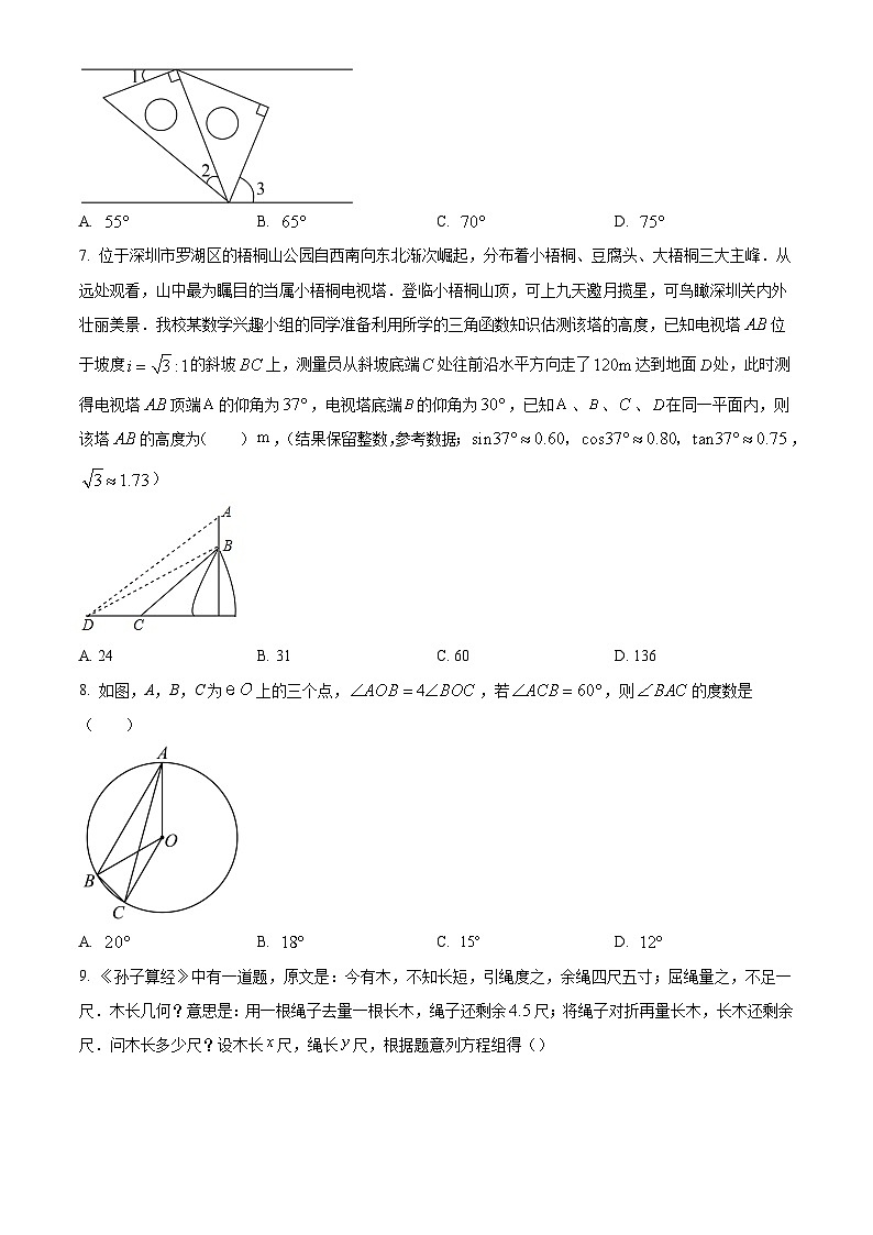 2024年广东省深圳市松岗中学中考模拟数学试题（原卷版）第2页