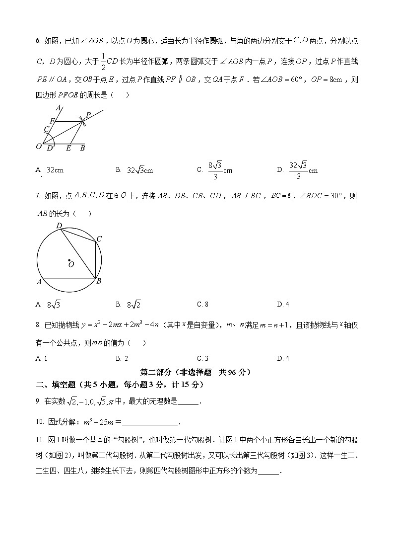2024年陕西省韩城市新城区第四初级中学中考模拟数学试题（原卷版+解析版）02