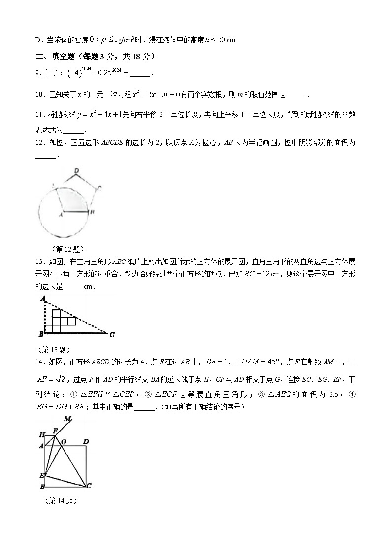 2024年吉林省长春市第一0八学校九年级6月中考模拟数学试题第3页