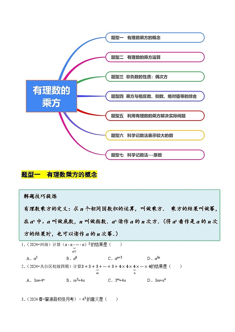2.4  有理数的乘方（7大题型提分练）（原卷版）第3页