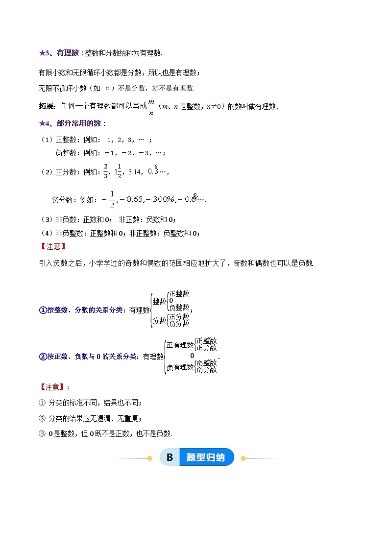北师大版（2024）七年级上册数学2.1 .1有理数（同步练习含解析版）02