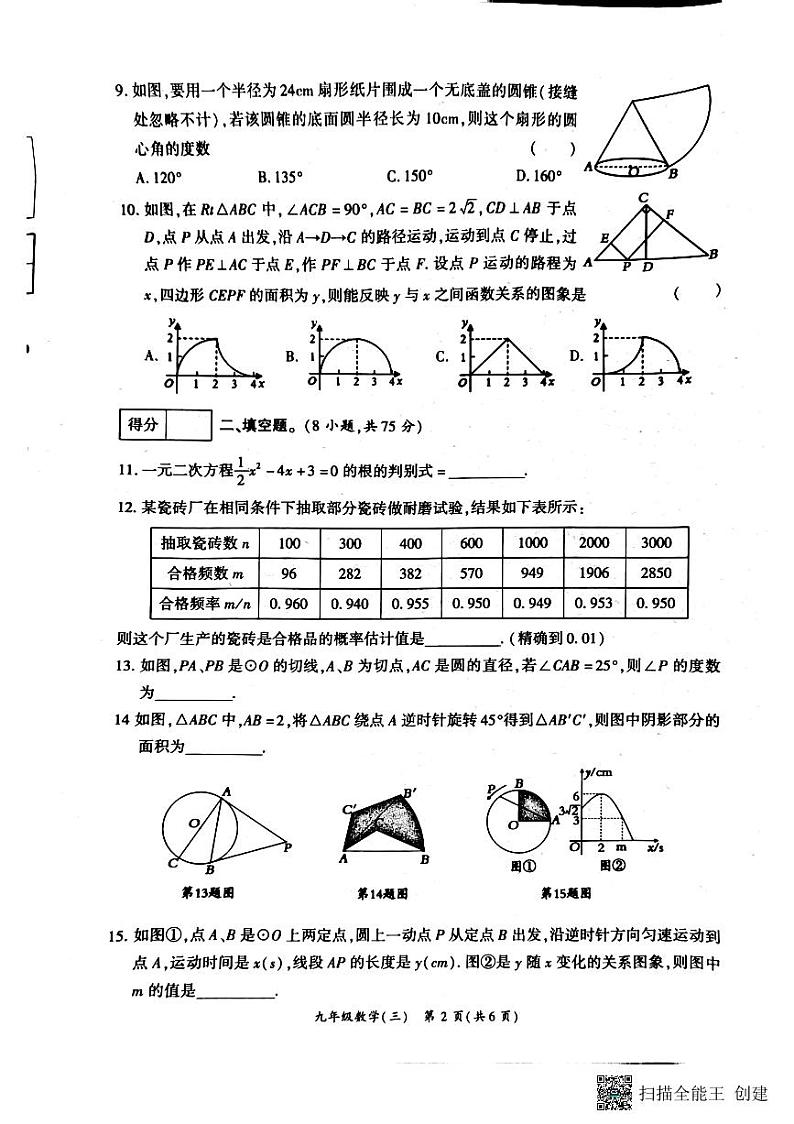 河南省驻马店市正阳县2023-2024学年九年级上学期12月月考数学试题【无答案】第2页