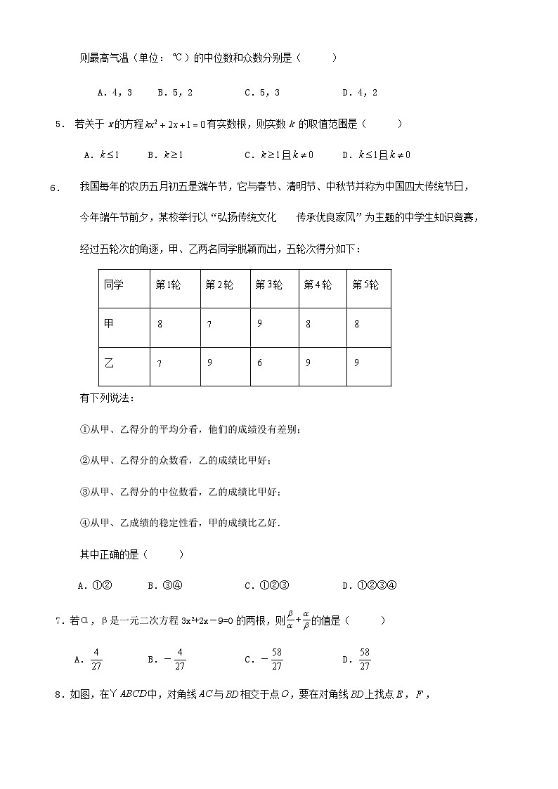 杭州市临平区八年级下学期期中数学模拟练习卷第2页