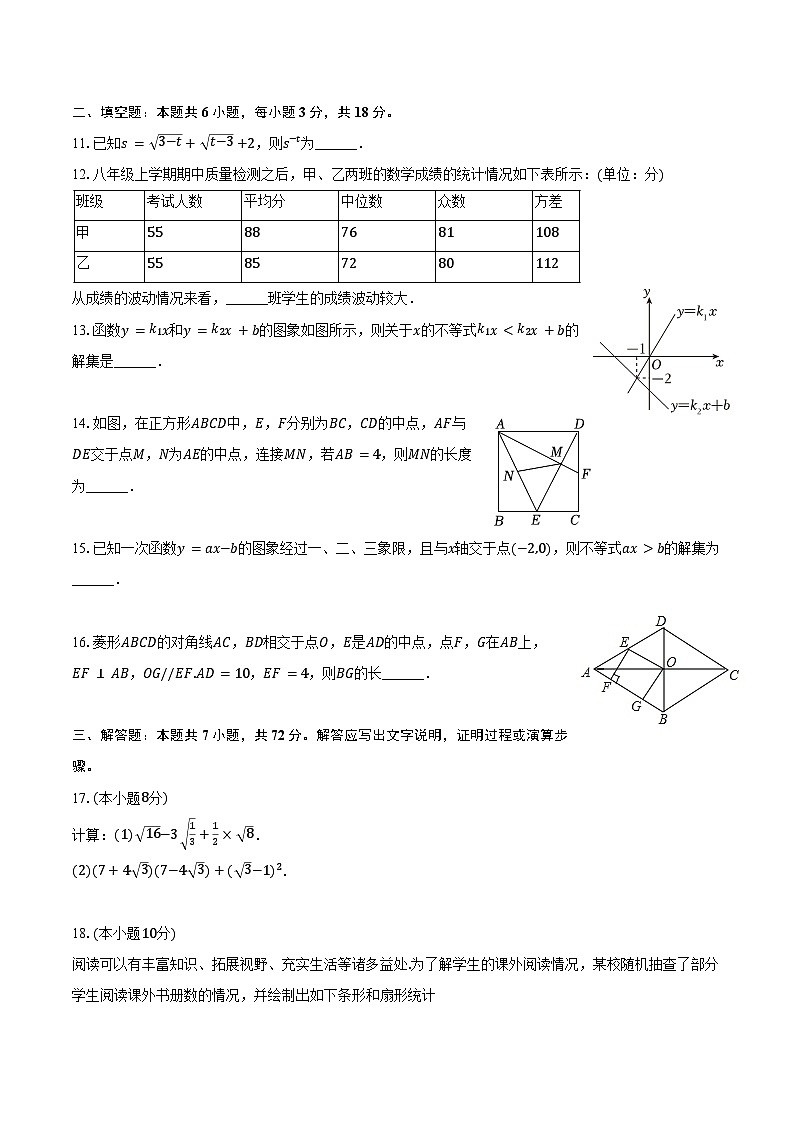 2023-2024学年内蒙古巴彦淖尔市乌拉特前旗八年级（下）期末数学试卷（含答案）第3页