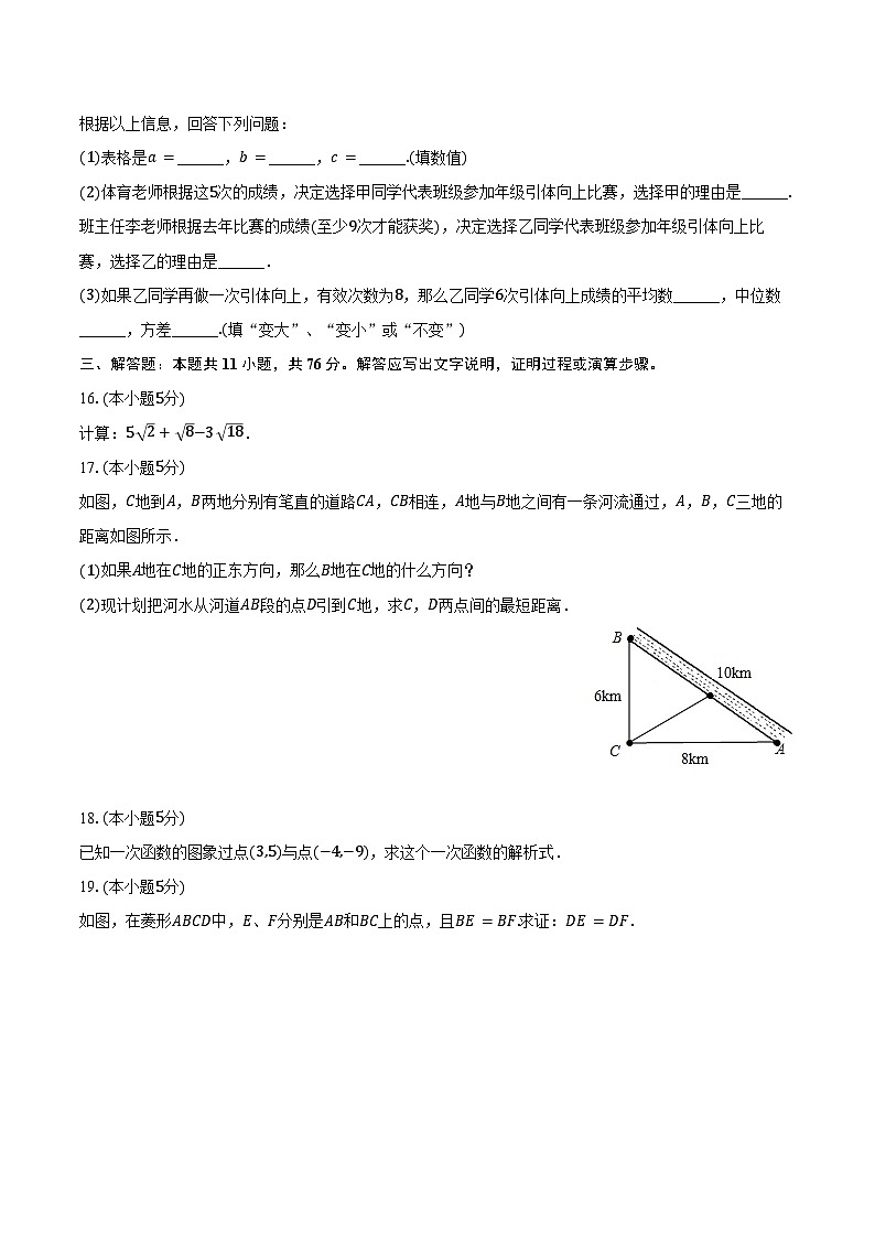 2023-2024学年吉林省吉林市桦甸市八年级（下）期末数学试卷（含答案）第3页