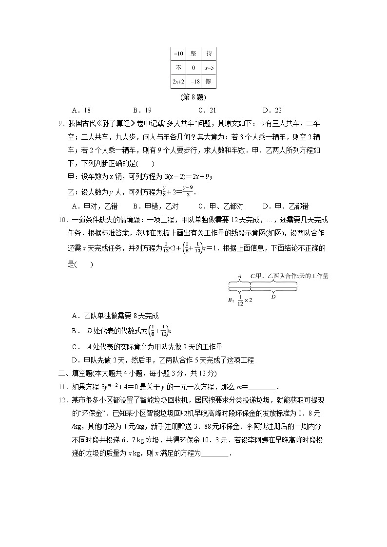 冀教版（2024年新教材）七年级上册数学第五章《一元一次方程》学业质量评价测试卷（含答案）02