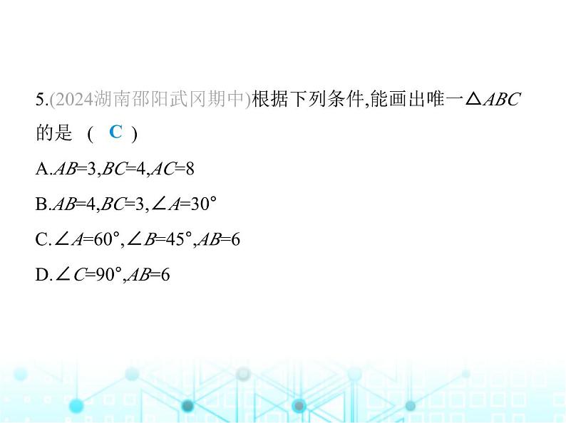 湘教版初中八年级数学上册期中素养综合测试课件08