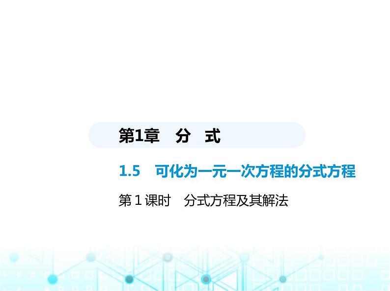 湘教版初中八年级数学上册1-5可化为一元一次方程的分式方程第1课时分式方程及其解法课件01