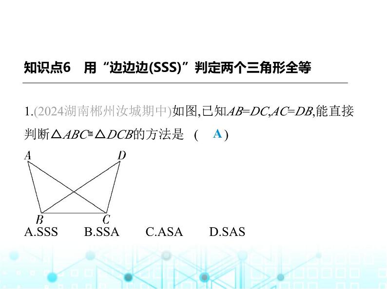 湘教版初中八年级数学上册2-5全等三角形第4课时SSS课件第2页