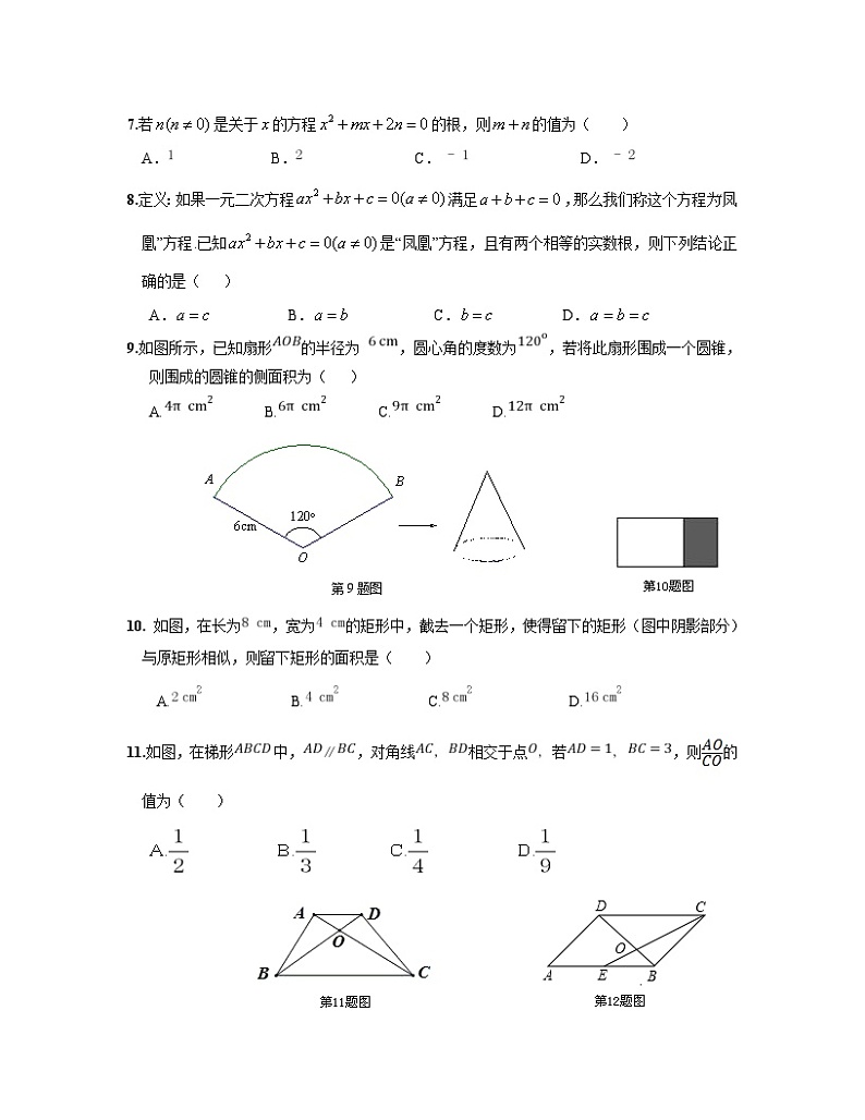 九年级数学上册期中复习测试题(含答案)第2页