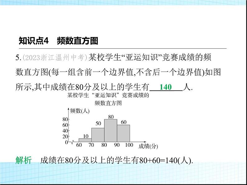 鲁教版六年级数学上册第4章数据的收集与整理3第2课时条形统计图与频数直方图课件第8页