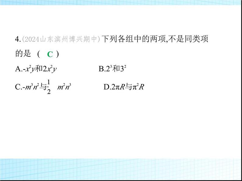 鲁教版六年级数学上册第3章整式及其加减素养综合检测课件05
